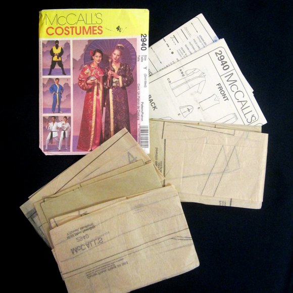 McCall's Pattern Men & Women Sz Sm-Md #2940 costumes - ninja, karate, kimono - Picture 1 of 1